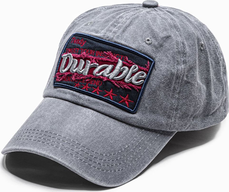 Ombre Czapka męska z daszkiem H075 - szara