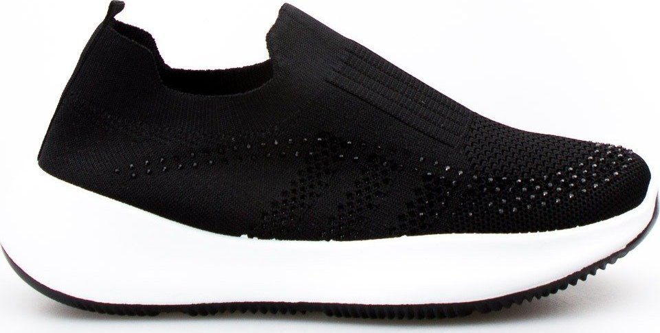 Estetino Sneakersy tekstylne wsuwane z cyrkoniami czarne-38