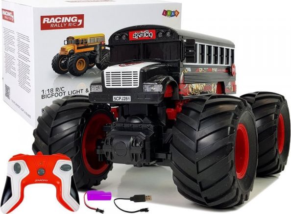 Lean Sport Autobus Duże Koła Zdalnie Sterowany 2.4G Dźwięk Czarny