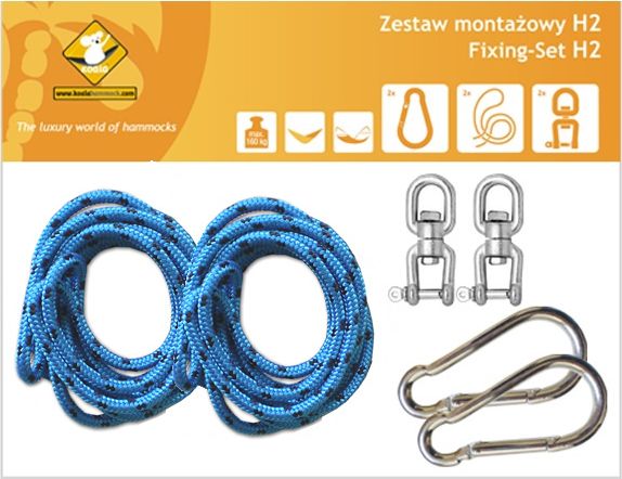 Koala Zestaw montażowy H2 do hamaków, niebieski (koala/zh2)
