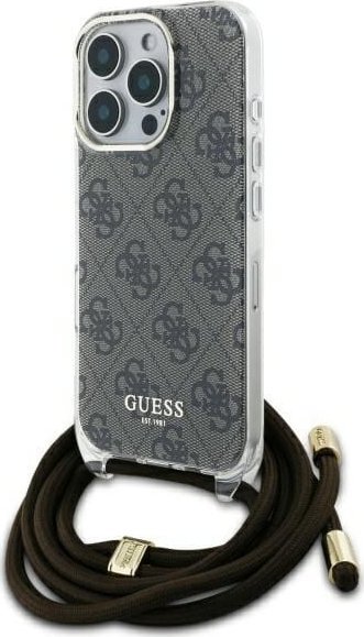 Guess Guess GUHCP16XHC4SEW iPhone 16 Pro Max 6.9" brązowy/brown hardcase Crossbody Cord 4G Print