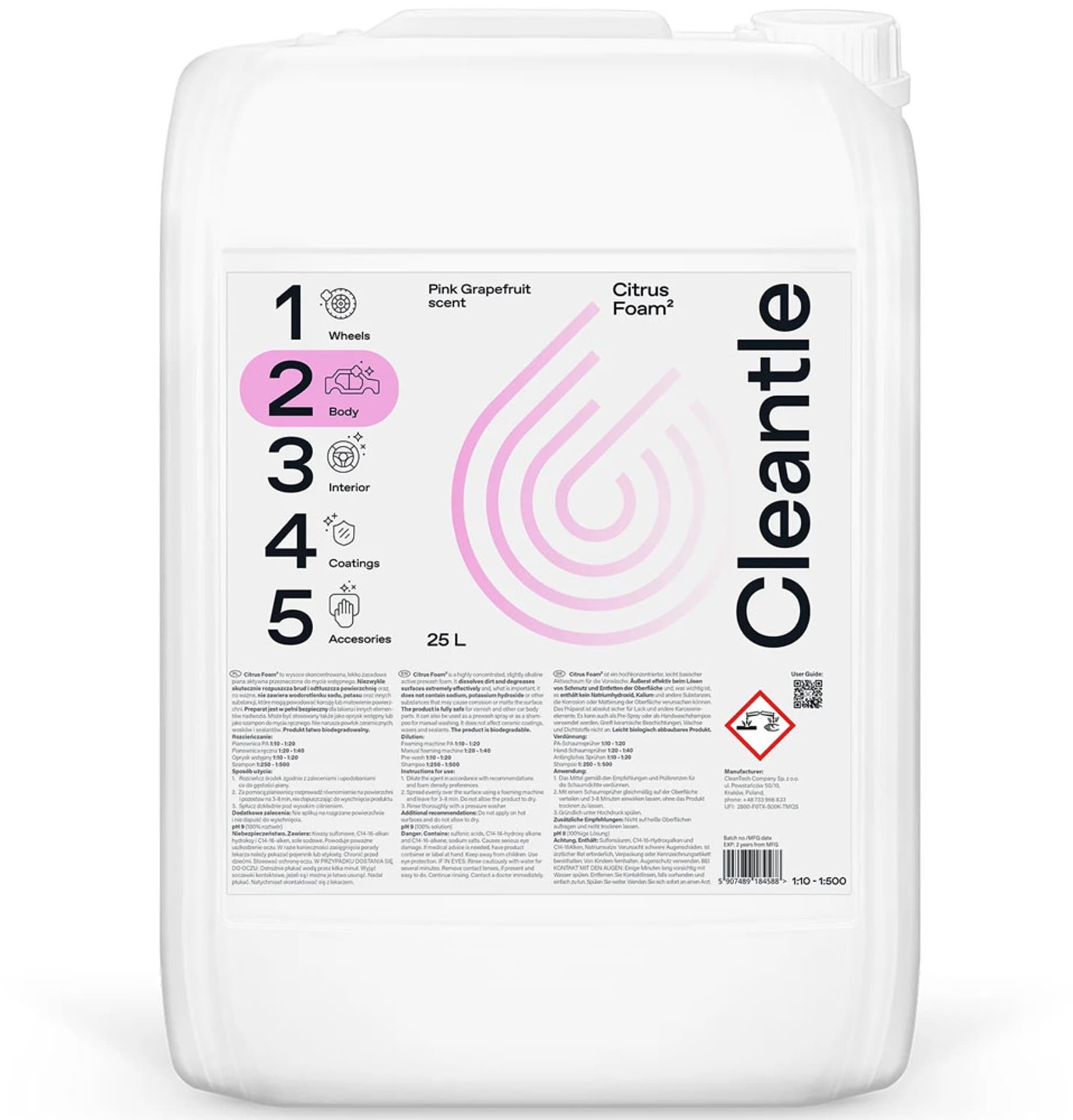 Cleantle Citrus Foam 25L - piana o zasadowym pH