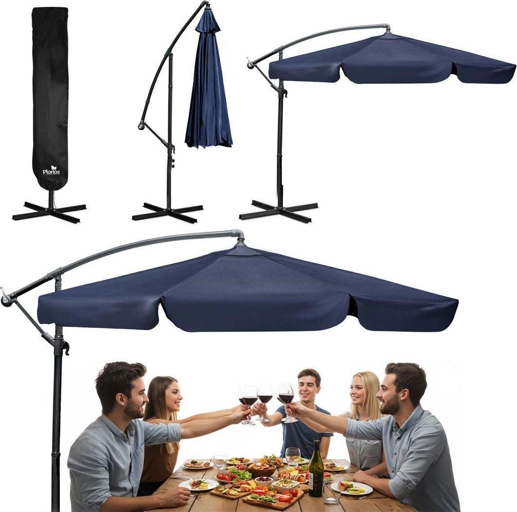 Plonos Parasol ogrodowy składany 6 segmentowy 350 cm z pokrowcem PL-880