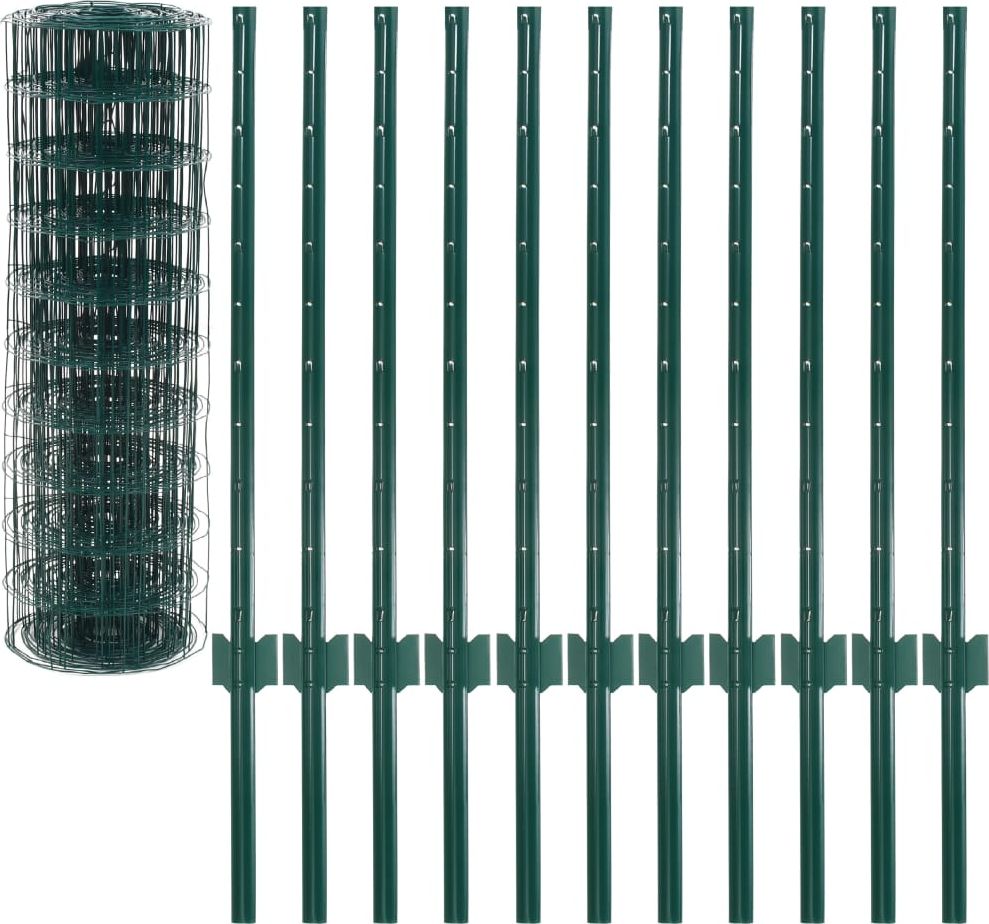 vidaXL Euro ogrodzenie, stalowe, 20 x 0,8 m, zielone