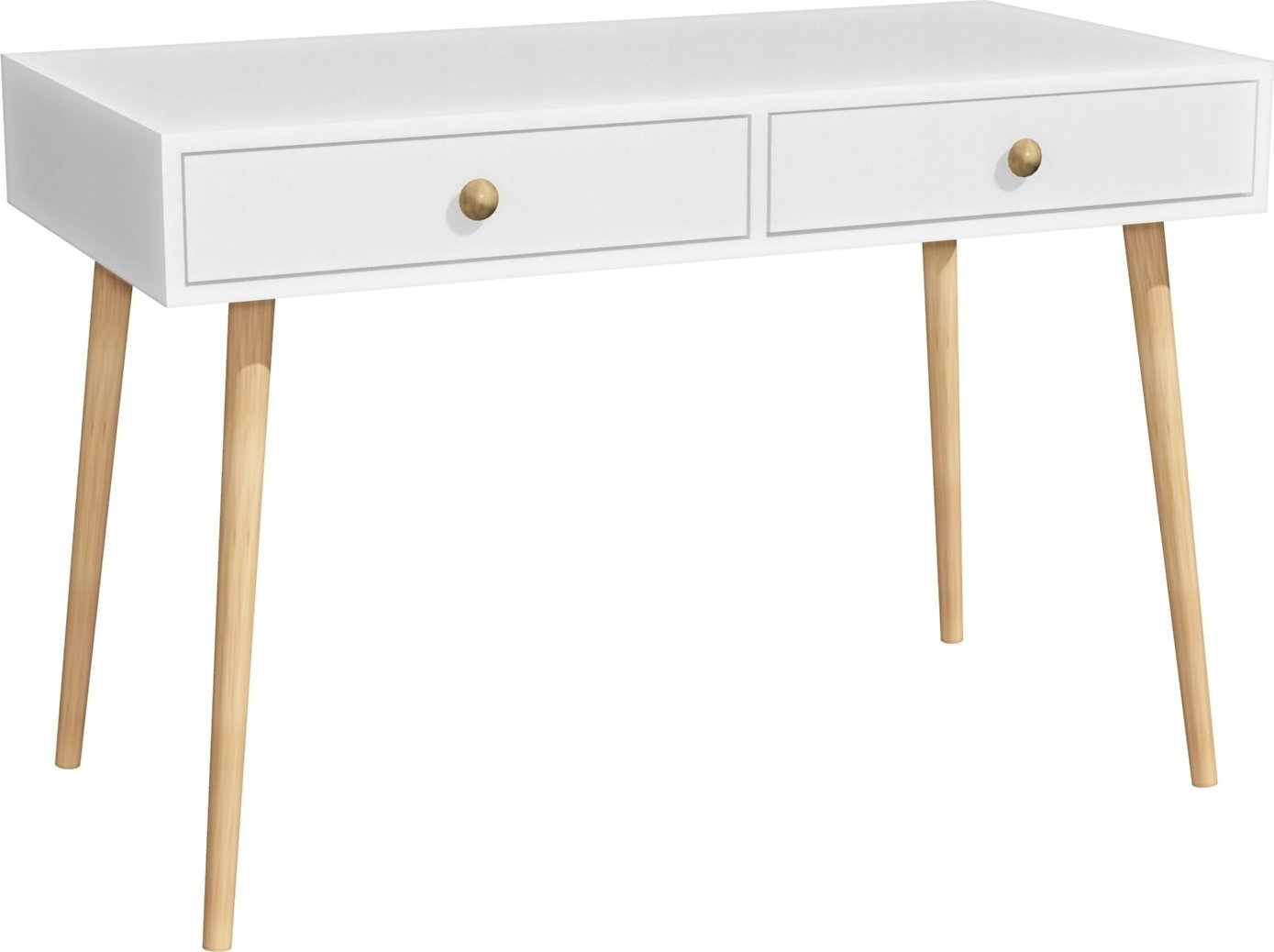 Biurko Modi Meble Biurko NORDIC, skandynawski styl 120x60 cm, Biurko białe drewniane nogi