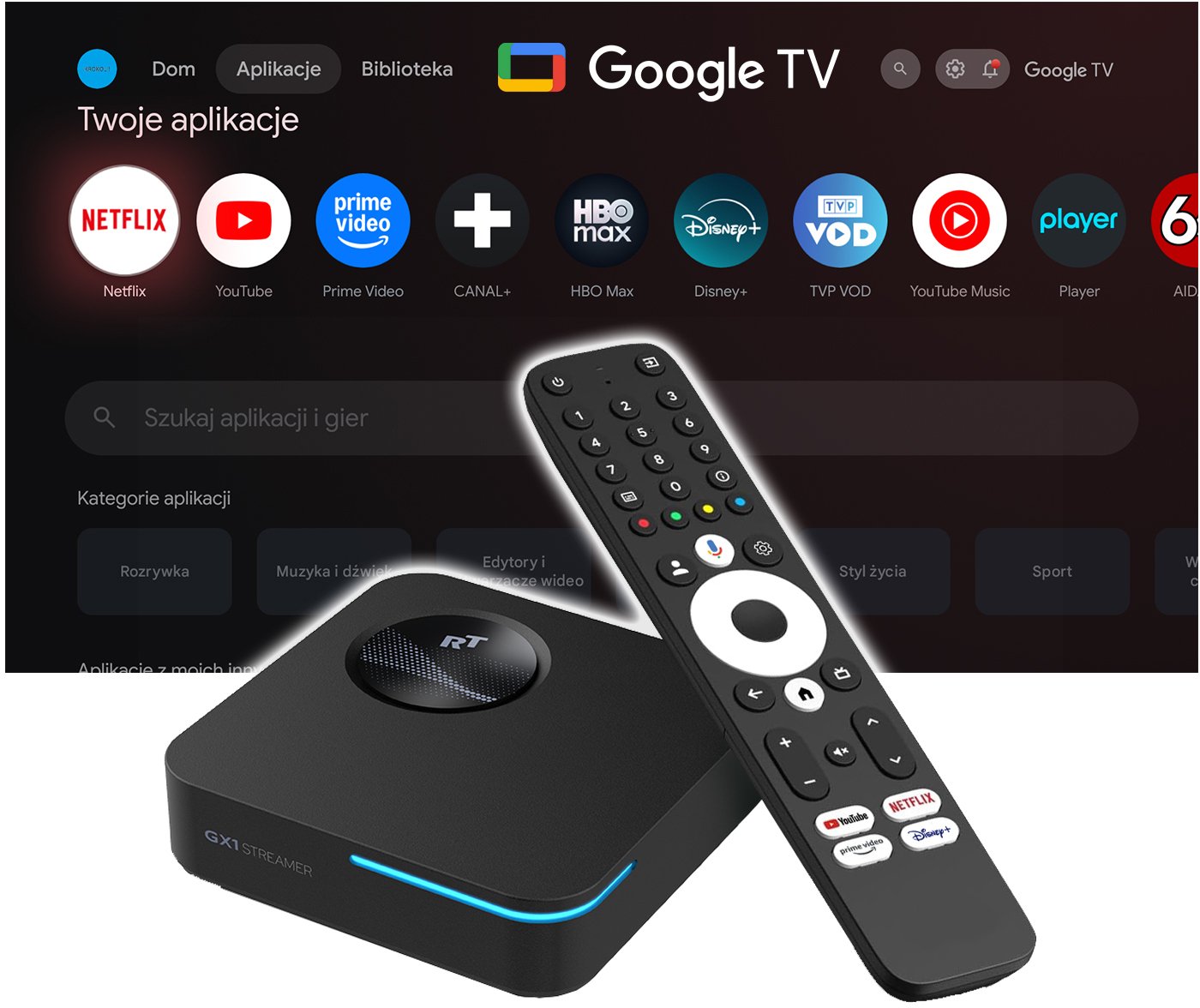 Smart Tv Box RockTek GX1 4/32GB Google TV Android 12