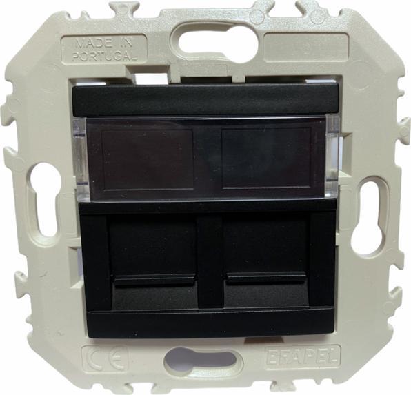 Efapel EFAPEL QUADRO45 GNIAZDO KOMPUTEROWE PODWÓJNE RJ45 KAT6 45456 KWPM CZARNY