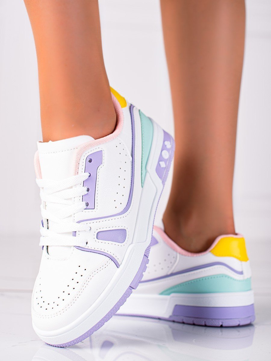 Shelovet Białe sneakersy damskie Shelovet z kolorowymi wstawkami : Rozmiar - 40