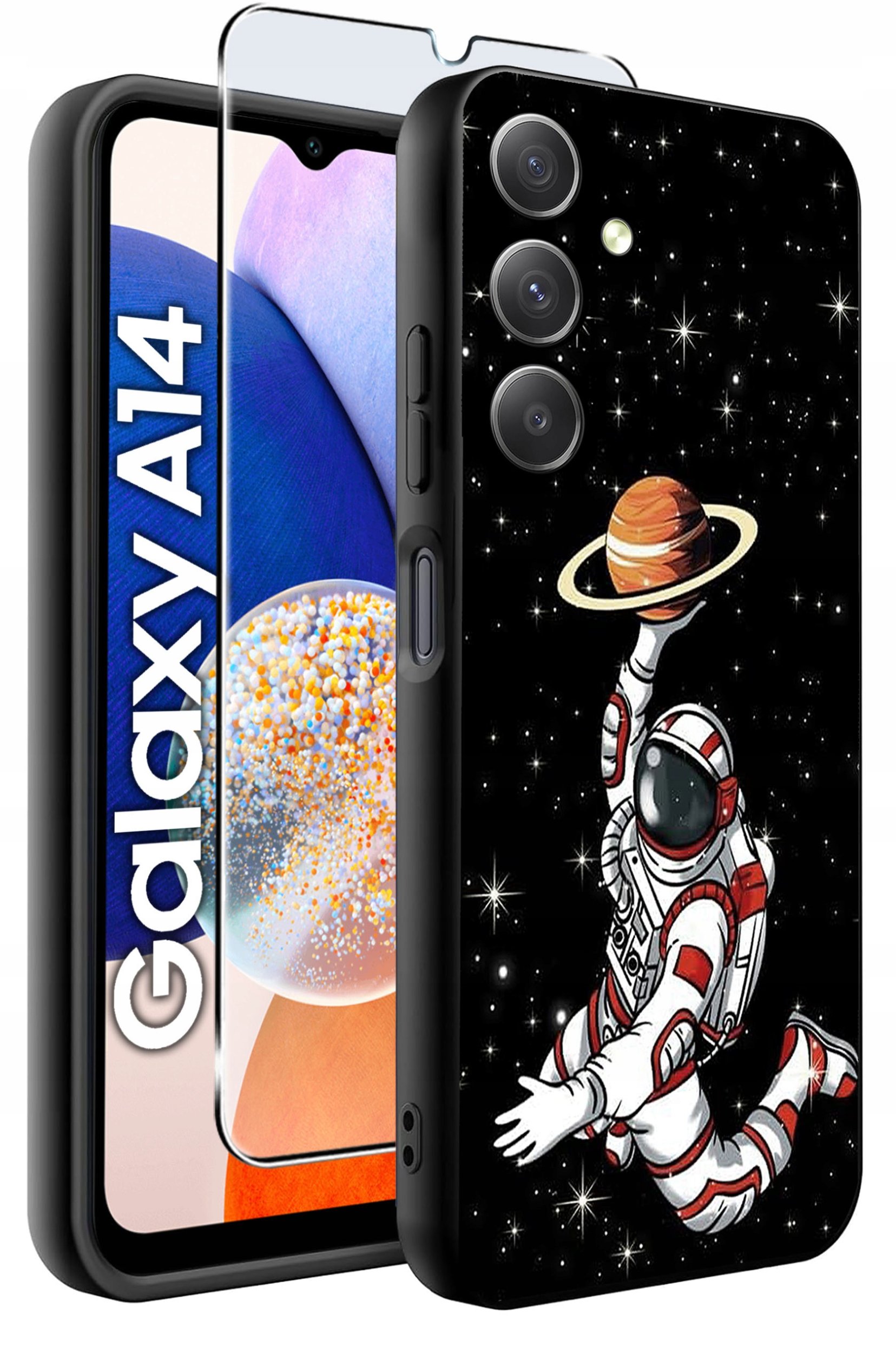 ETUI do Samsung A14 5G WZORY | SILIKONOWE MATT CASE + SZKŁO HARTOWANE 9H