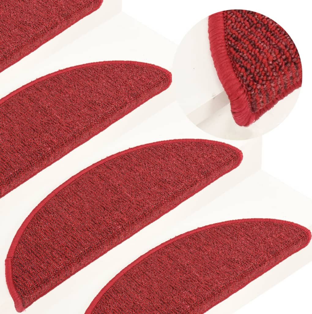 vidaXL Nakładki na schody, 15 szt., czerwone, 56 x 17 x 3 cm