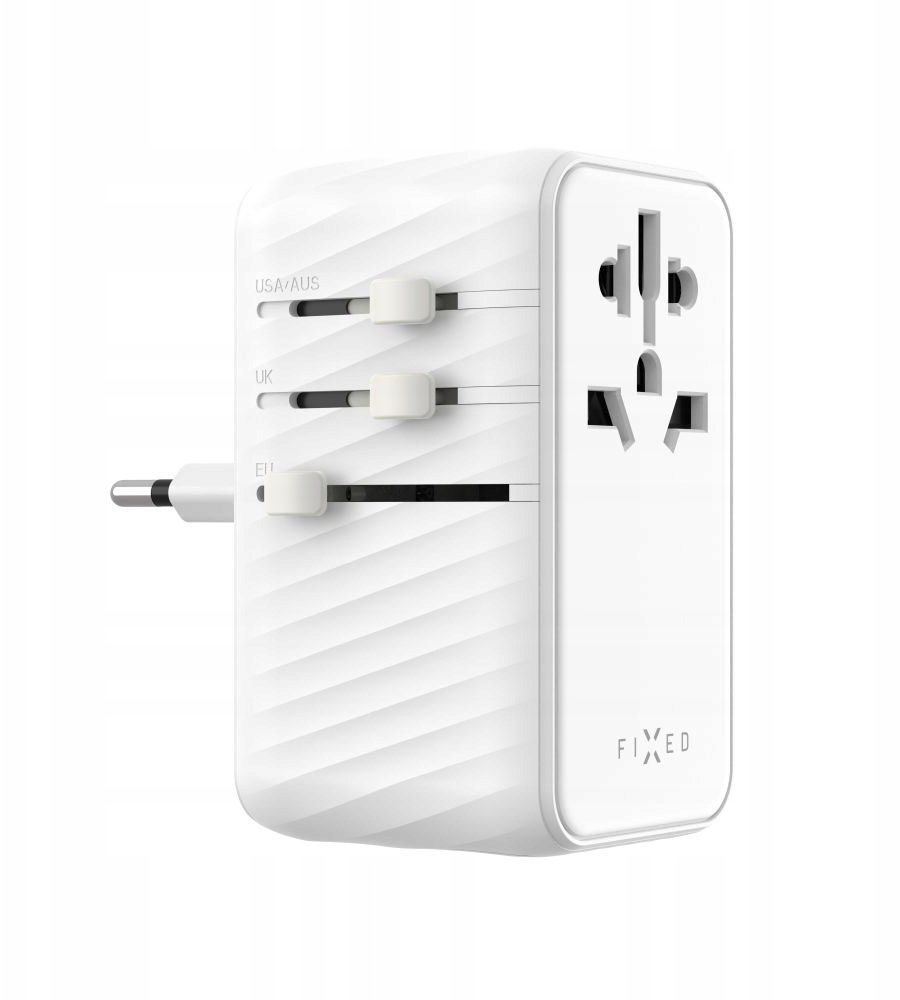 Fixed Voyager 85W travel adapter for EU, UK and USA/AUS, with 4xUSB-C and 1xUSB output | Adapteris