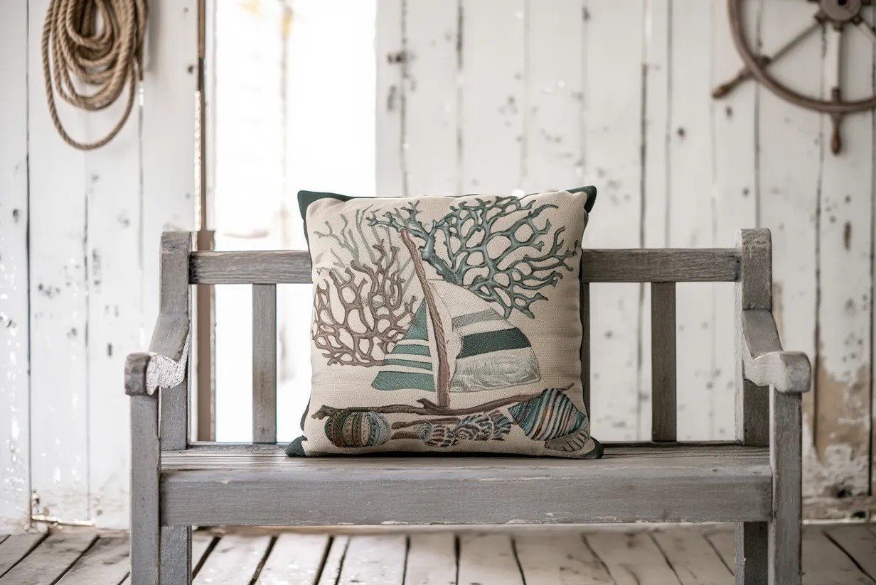 Poszewka dekoracyjna 45x45 cm Statek