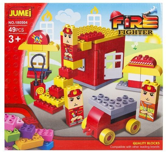Klocki Jumei 3+ STRAŻ POŻARNA 49 elementów, 28x26cm