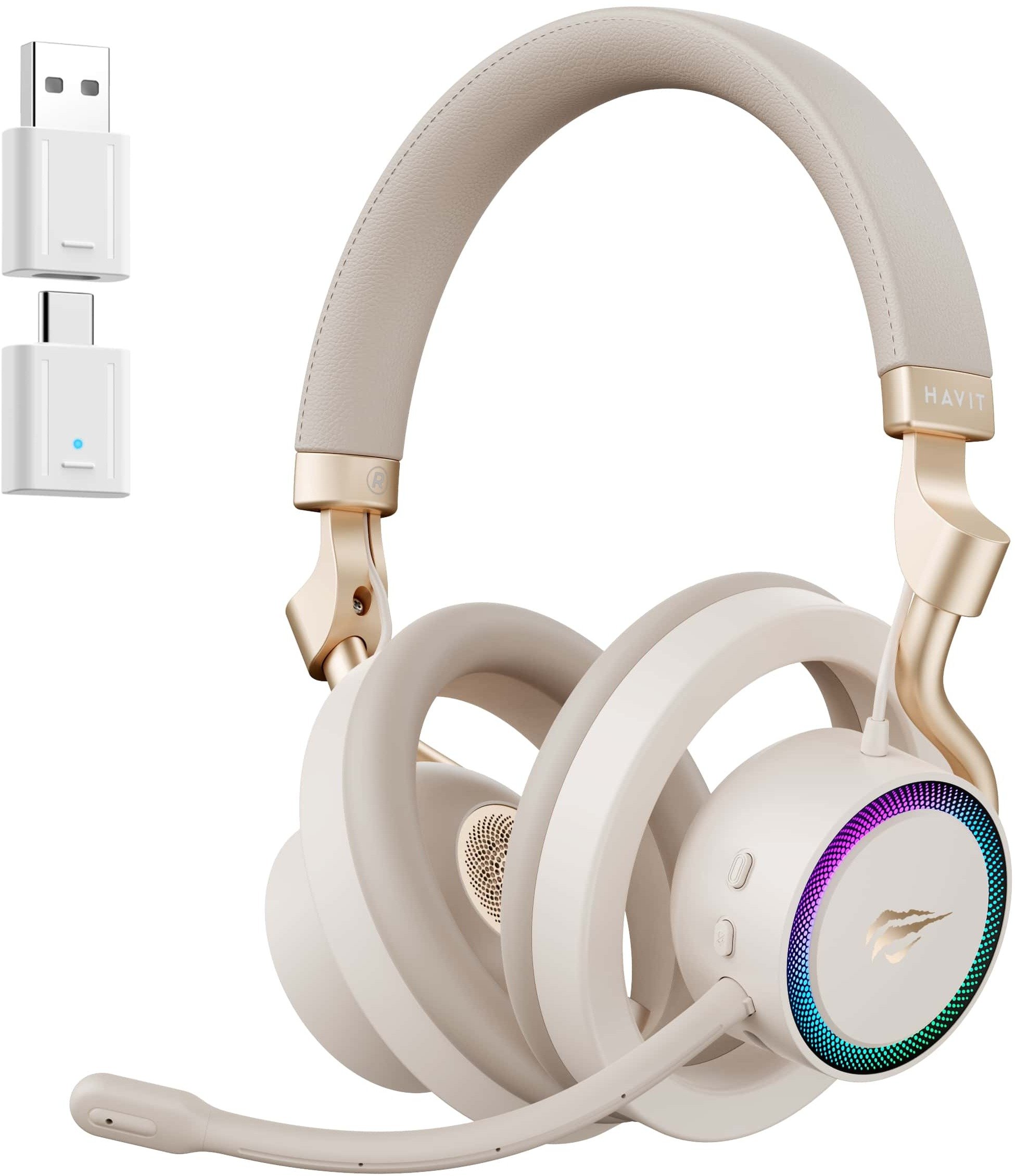 Havit Fuxi-H8 - bezprzewodowe słuchawki gamingowe (złote)