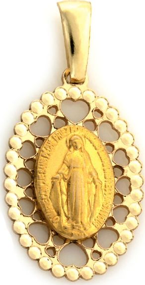 Lovrin Złoty owalny medalik 333 Matka Boska z ażurem 0,68g