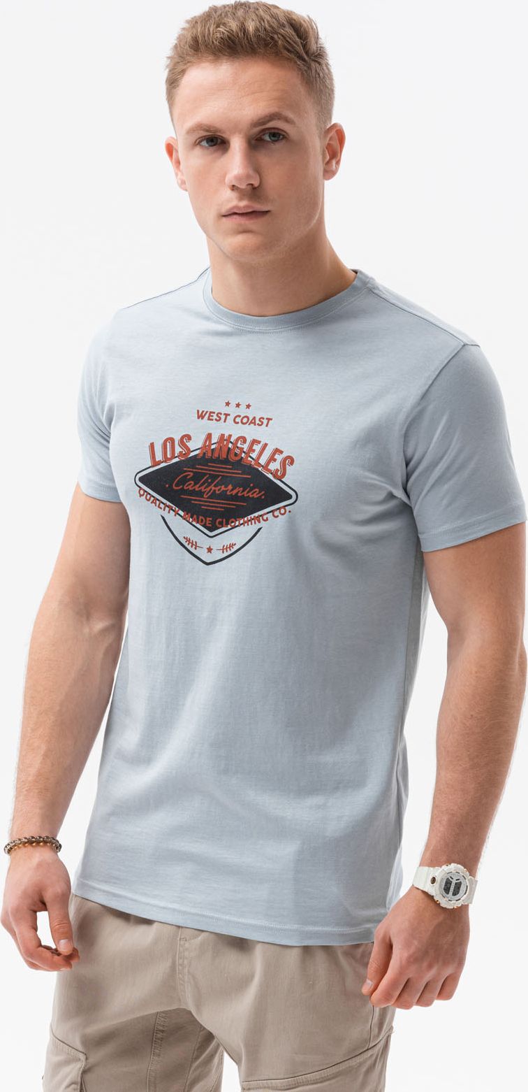 Ombre T-shirt męski z nadrukiem S1434 V-21A - niebieski S