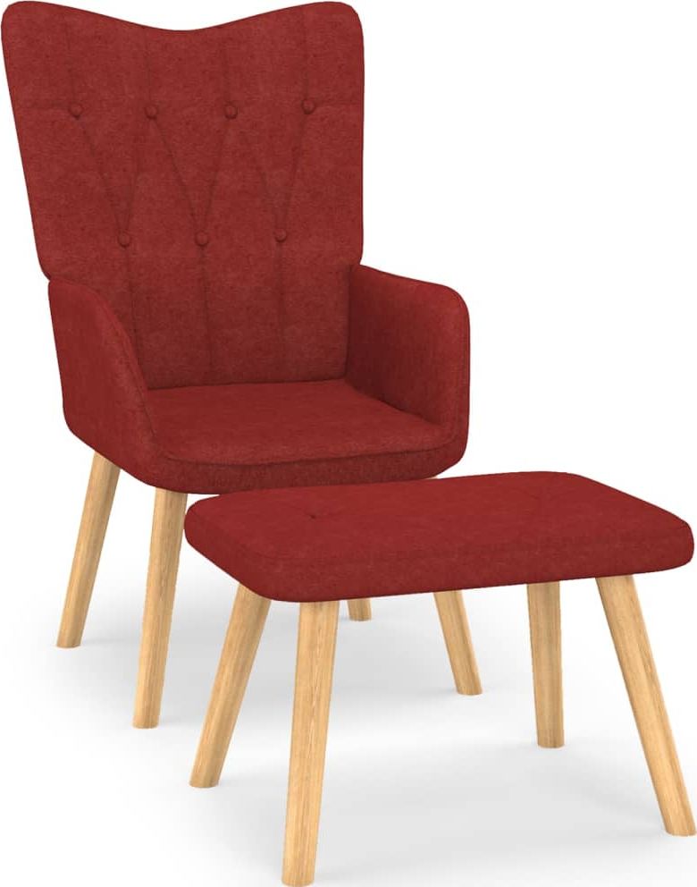 vidaXL vidaXL Fotel z podnóżkiem, 62x68,5x96 cm, winna czerwień, tkanina