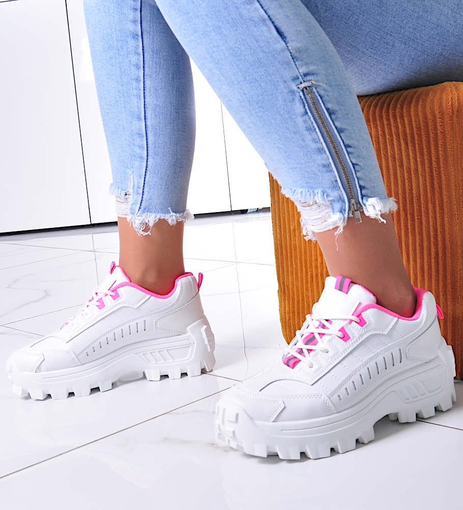 Pantofelek24 Damskie sneakersy na ukrytym koturnie Białe /D1-3 12374 WT297/ 40