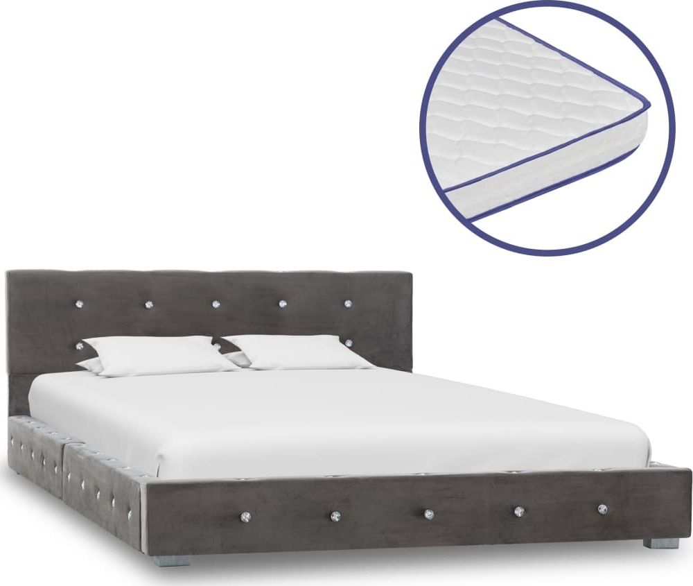 vidaXL Łóżko z materacem memory, szare, aksamit, 120 x 200 cm