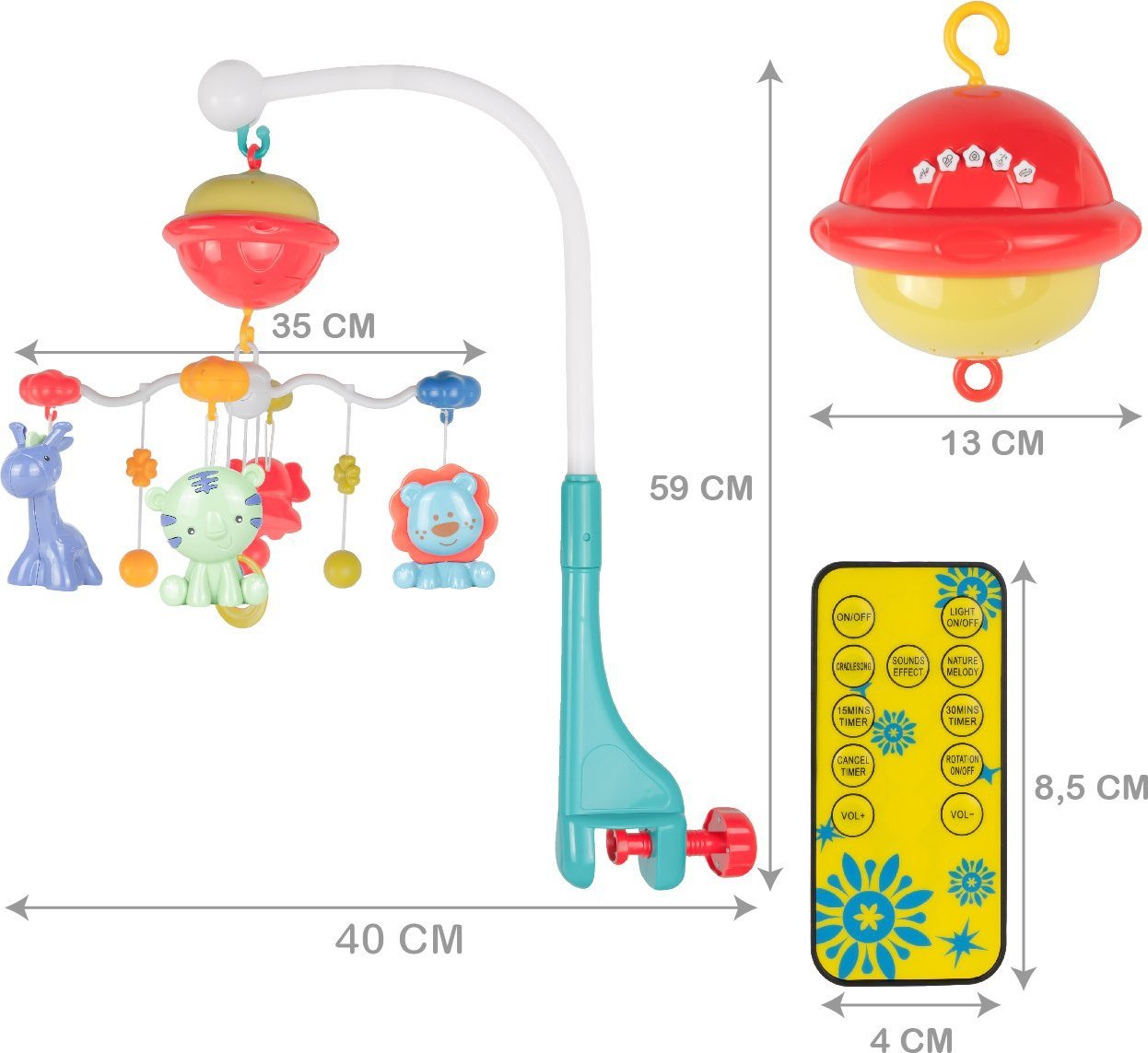 MalPlay Karuzelka do Łóżeczka Projektor Pozytywka + Pilot