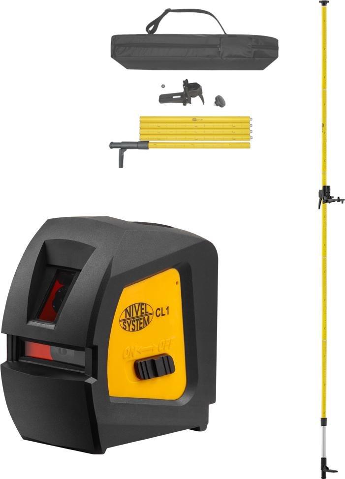 Nivel System Laser krzyżowy Nivel System CL1 z wiązką czerwoną z tyczką rozporową LP-33