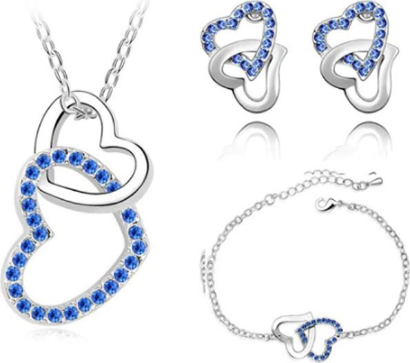 Lovrin Komplet biżuterii plecione serduszka