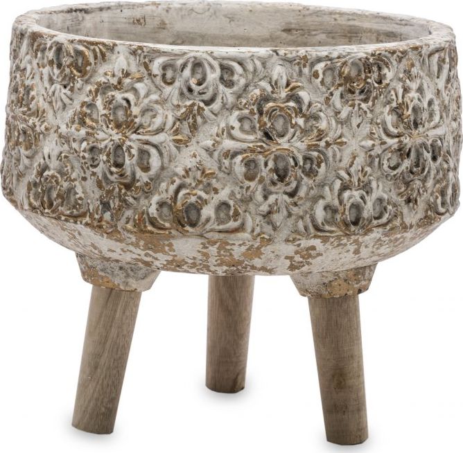 Art-Pol Osłonka cementowa na drewnianych nóżkach 23x26x26cm