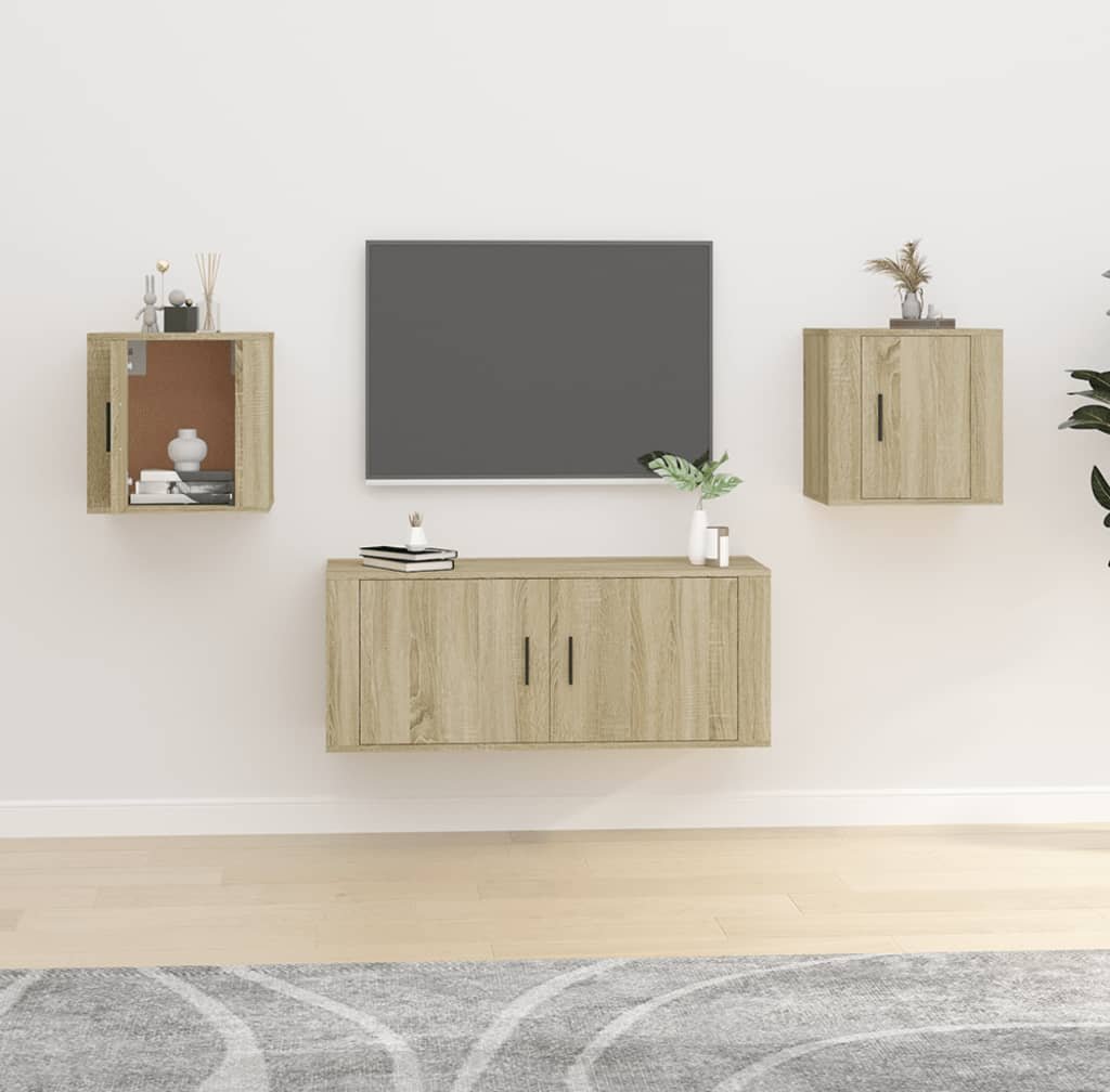 vidaXL Wiszące szafki telewizyjne, 2 szt., dąb sonoma, 40x34,5x40 cm