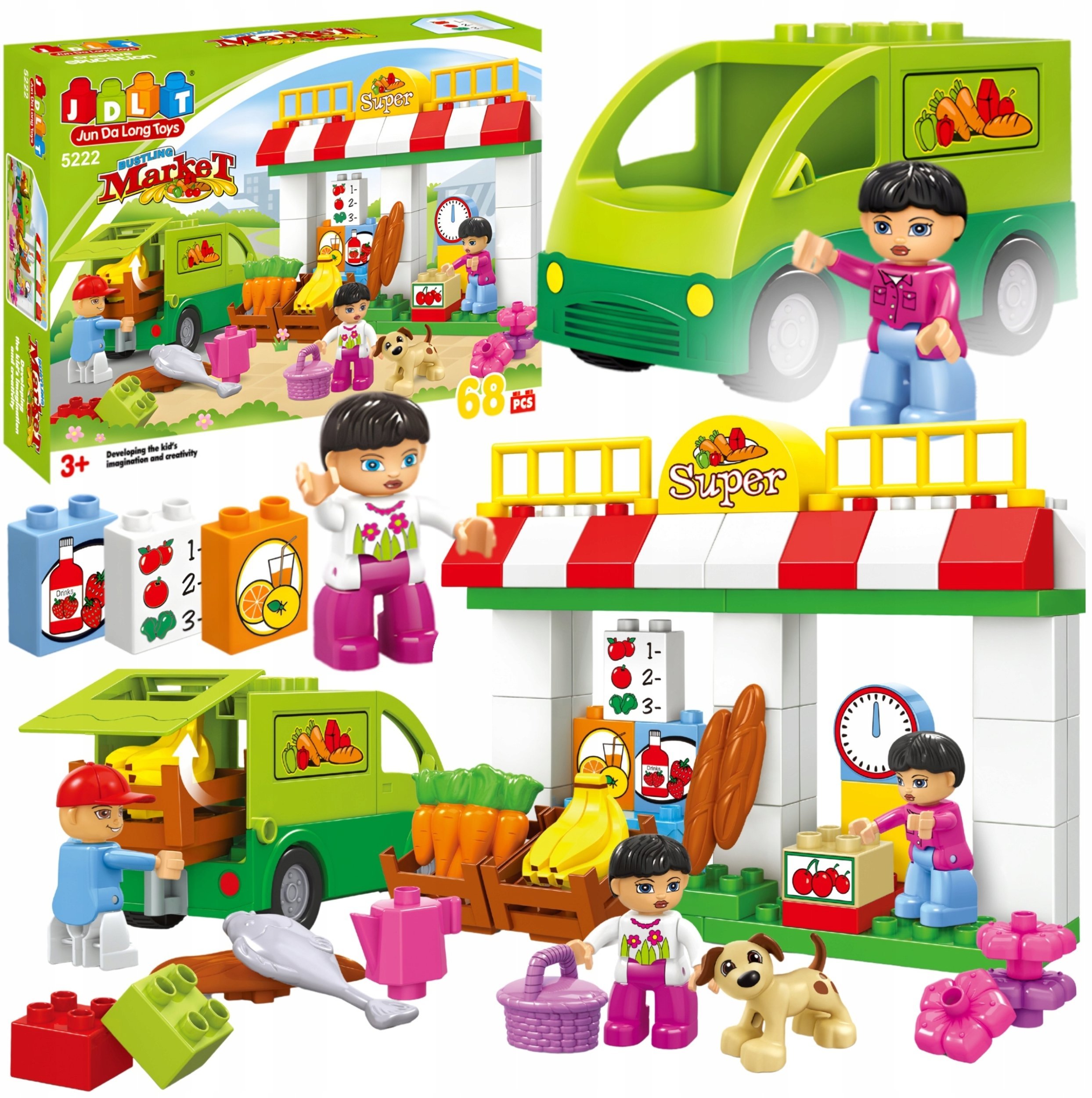 Bounn Klocki konstrukcyjne supermarket z samochodem dostawczym 68 elementów