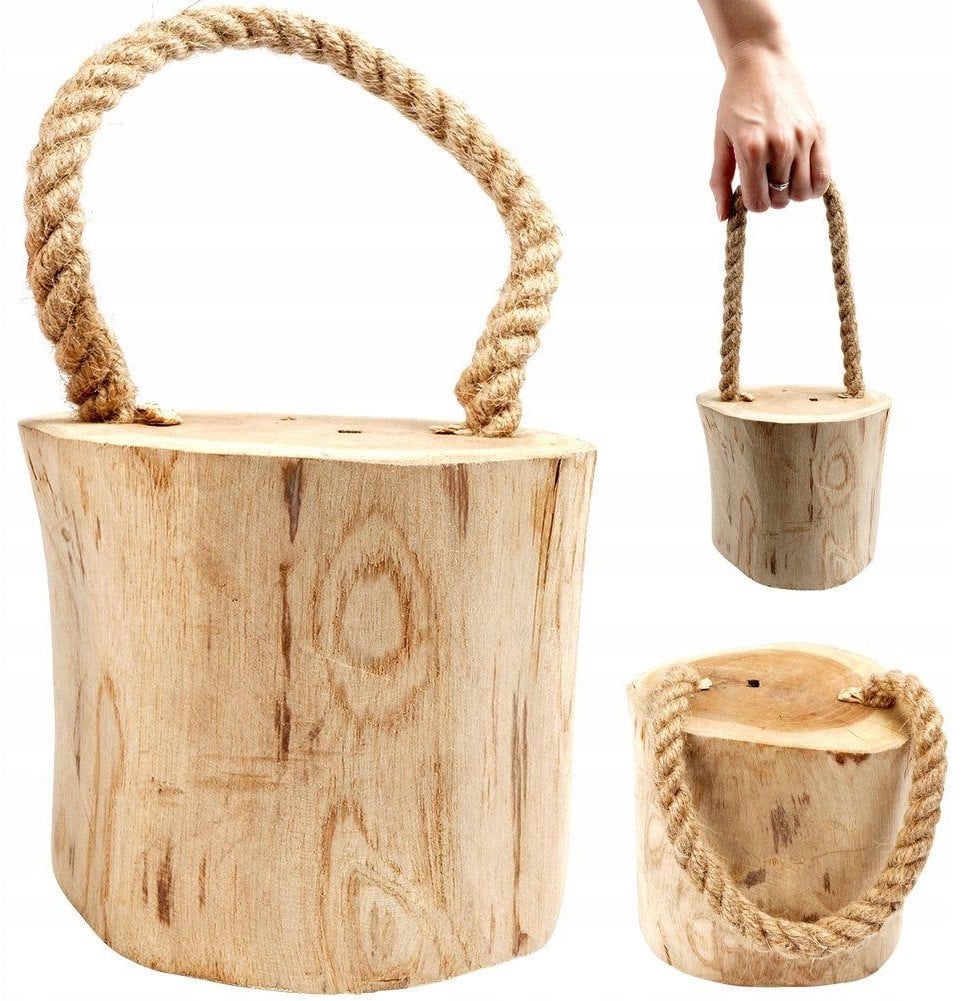 Stoper odbojnik ogranicznik do drzwi drewniany z liną 15 cm
