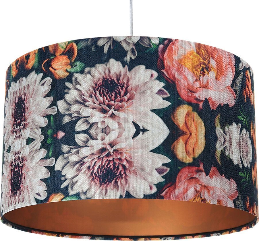 Lampa wisząca Lumes Miedziana lampa wisząca z kloszem w kwiaty - S380-Olfa