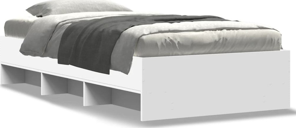 vidaXL Rama łóżka, biała, 75x190 cm, materiał drewnopochodny