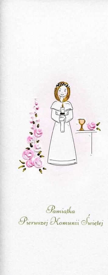 MAK Karnet Komunia Dziewczynka kwiaty MAK
