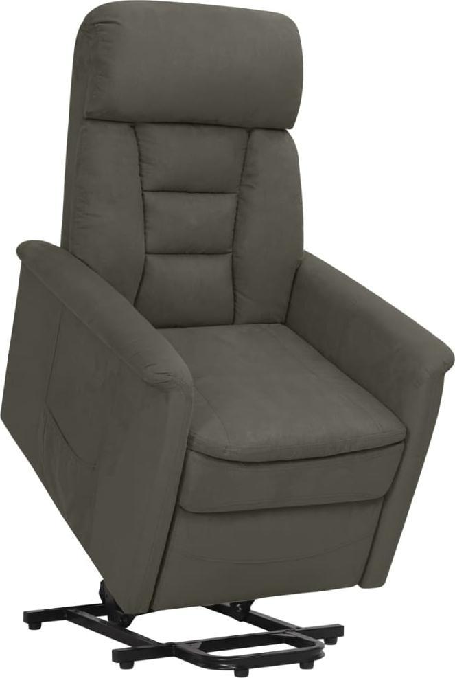 vidaXL Podnoszony fotel wypoczynkowy, ciemnoszary, sztuczna skóra zamszowa