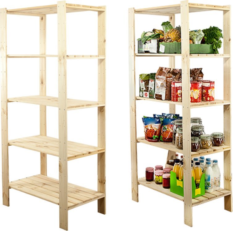 Wamar-Sosenka MAXI Regał Drewniany 166,4x80x50 cm 5 Półek ażurowych Surowy Drewno sosnowe Naturalny MAXI-4MA+ / Wamar-Sosenka