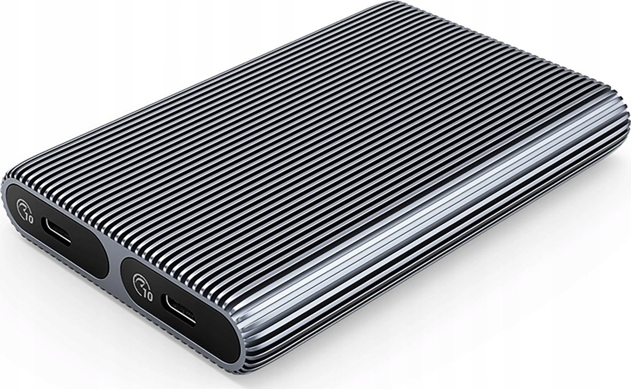 Kieszeń dyskowa 2x M.2 SATA+NVME USB-C 3.2 10Gbps - szara