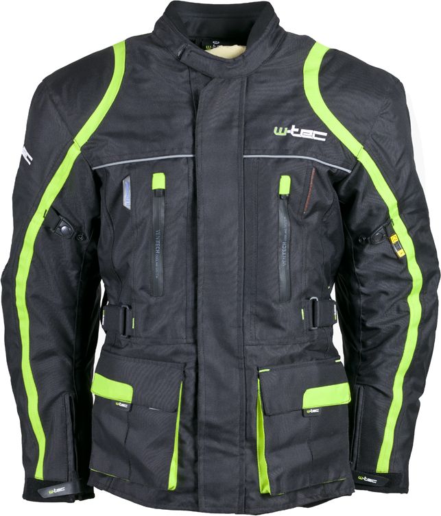 W-Tec Męska długa kurtka motocyklowa W-TEC Glomnitz NF-2205 Kolor Czarno-zielony, Rozmiar 5XL