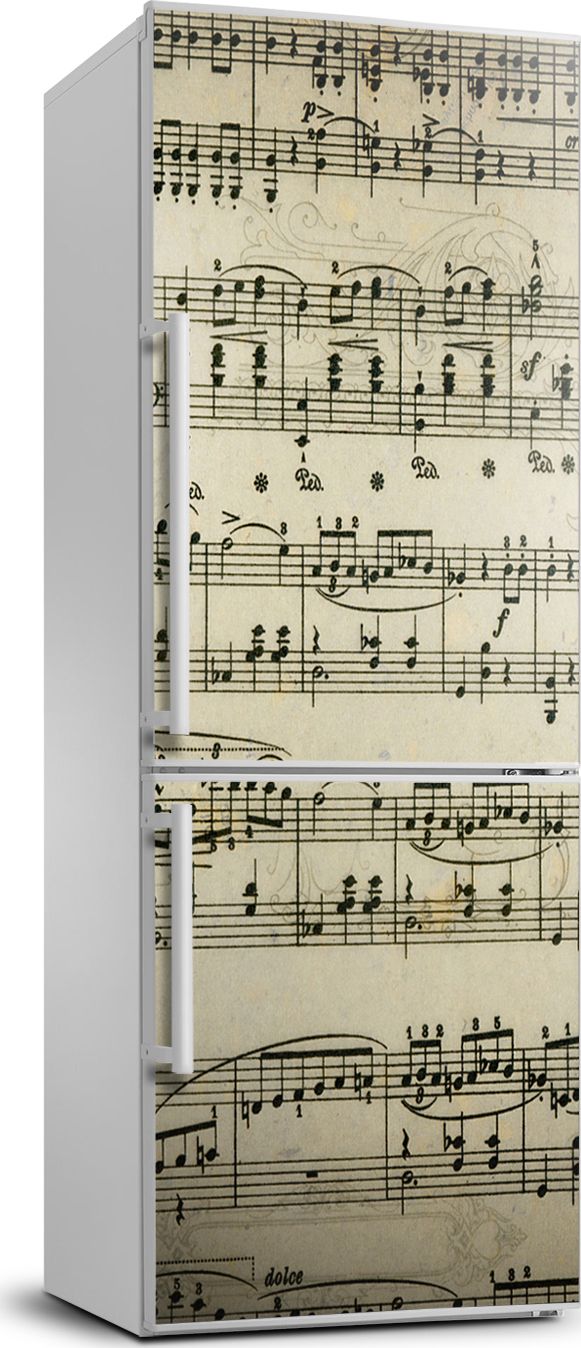 Tulup Naklejka samoprzylepna na lodówkę 70x190 cm Nuty na pięciolinii