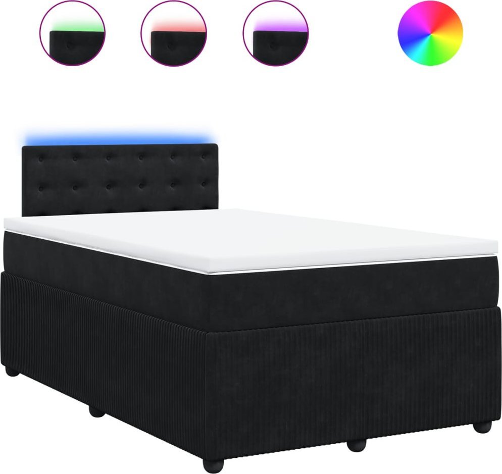 Łóżko Kontynentalne Z Materacem, Czarne, 120X200 Cm, Aksamit