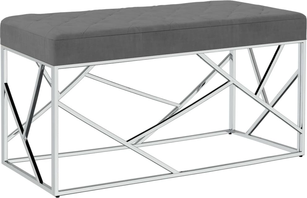 vidaXL Ławka, 97 cm, ciemnoszara, aksamitna tkanina i stal nierdzewna