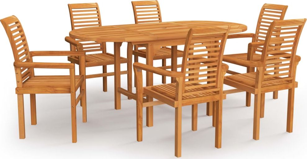 vidaXL 7-cz. zestaw mebli ogrodowych, lite drewno tekowe