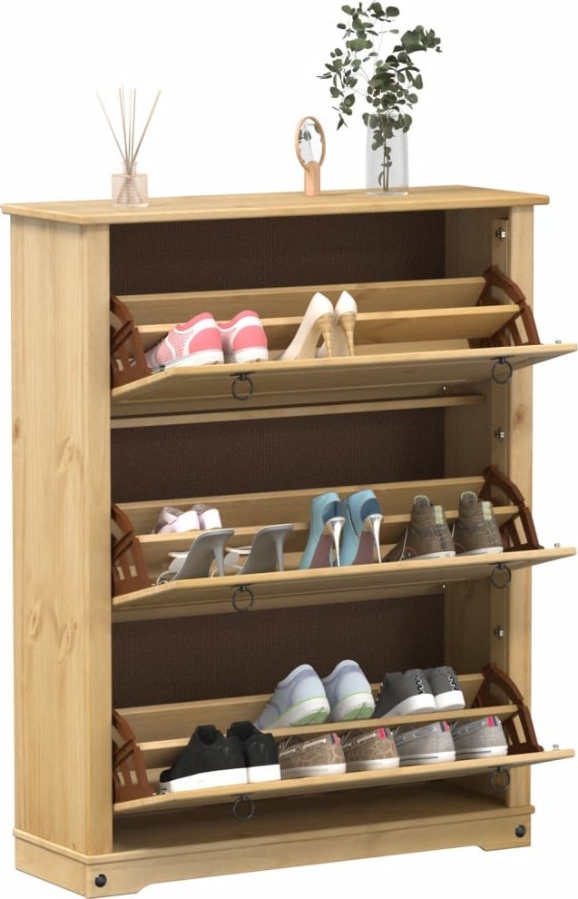 vidaXL Szafka na buty Corona, 99x32x124,5 cm, lite drewno sosnowe