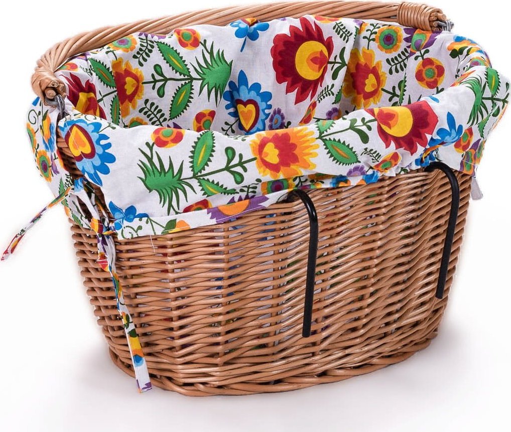 Wiklinowy Świat Wiklinowy kosz rowerowy na kierownicę obszycie wkład bawełna rowerak