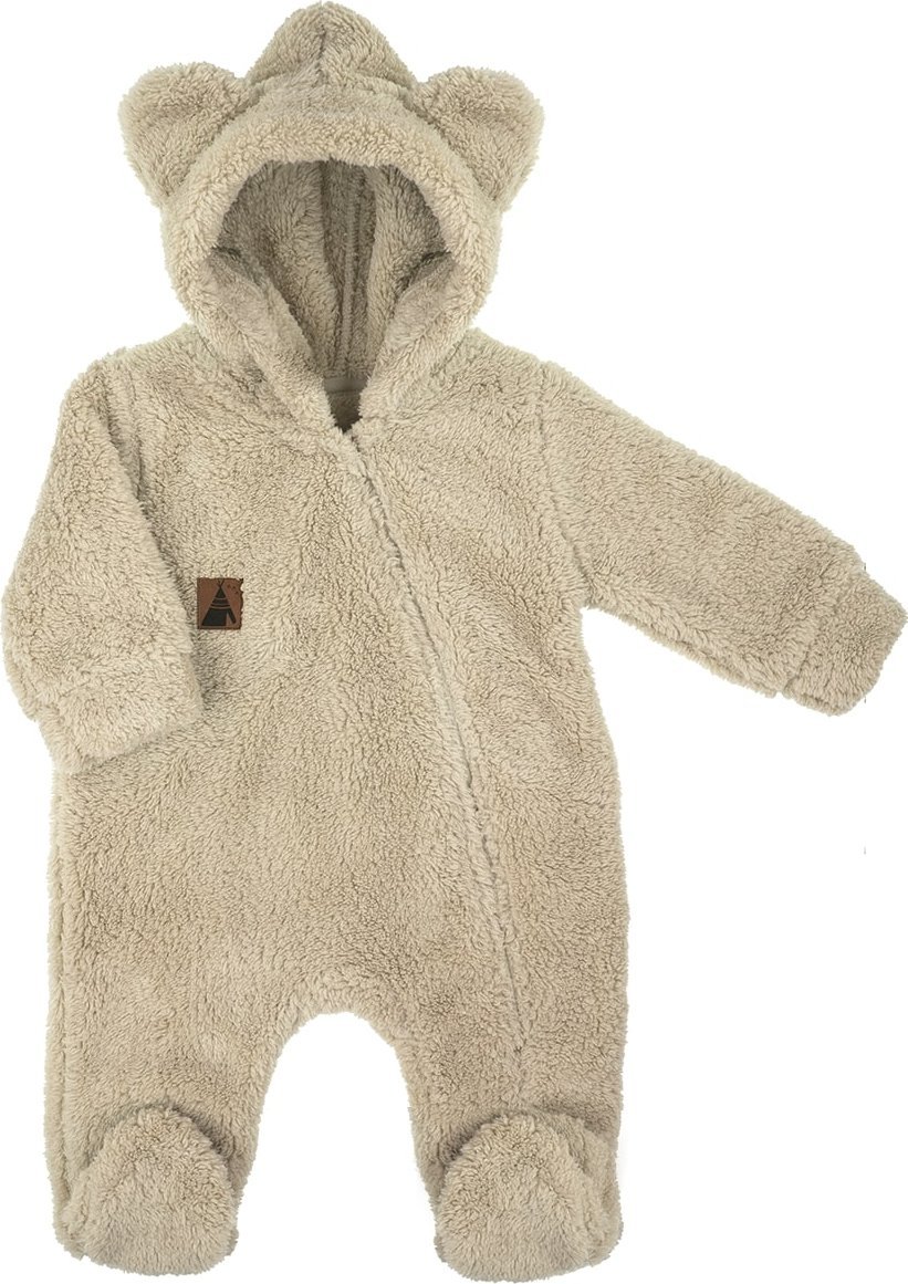 NICOL Kombinezon pajac niemowlęcy z futerkiem dla chłopca beżowy Nicol Bruno 74