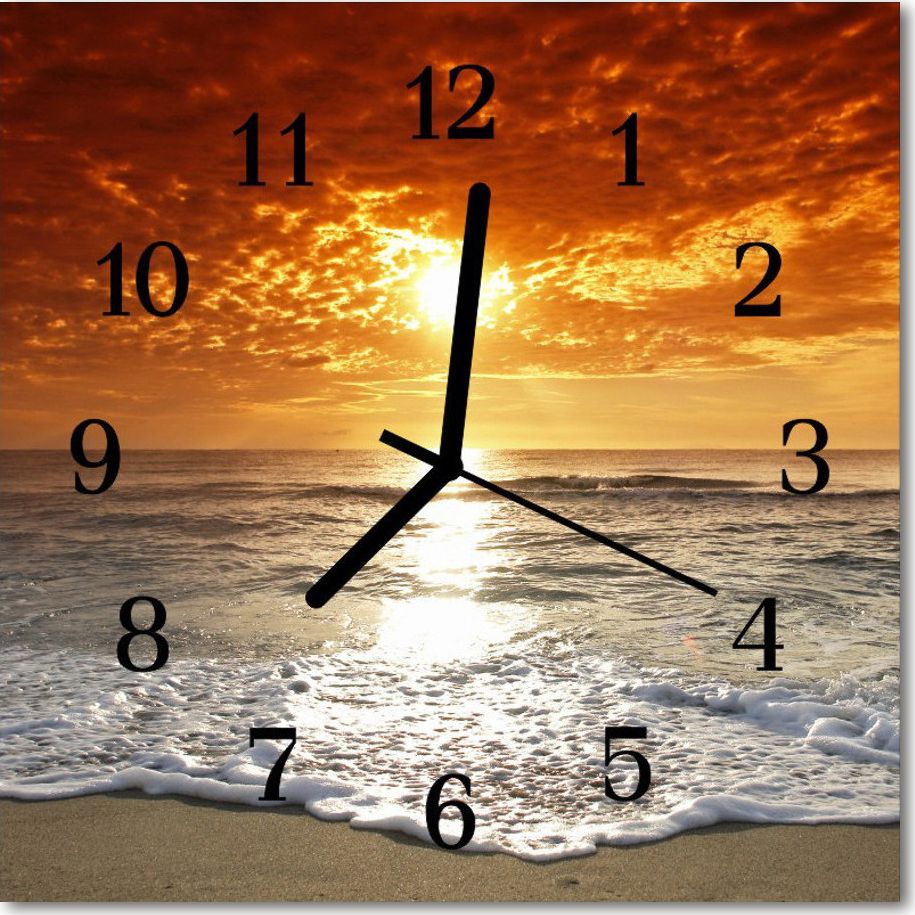 Tulup Zegar szklany ścienny Morze Plaża Krajobraz