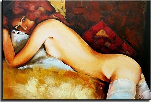 ART-POL Obraz ręcznie malowany na płótnie 60x90cm naga kobieta akt