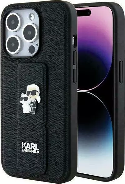 Karl Lagerfeld Karl Lagerfeld KLHCP13XGSAKCPK iPhone 13 Pro Max 6.7" czarny/black hardcase Gripstand Saffiano Karl&Choupette Pins