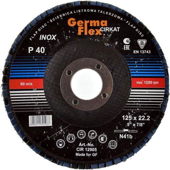 GERMAFLEX Ściernica listkowa Metal 125mm P60 Inox