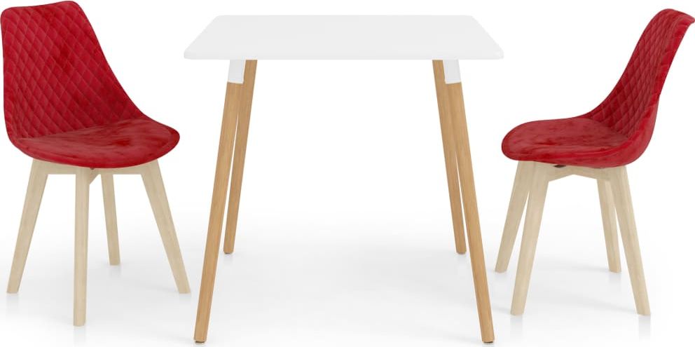 vidaXL 3-częściowy zestaw mebli jadalnianych, czerwony
