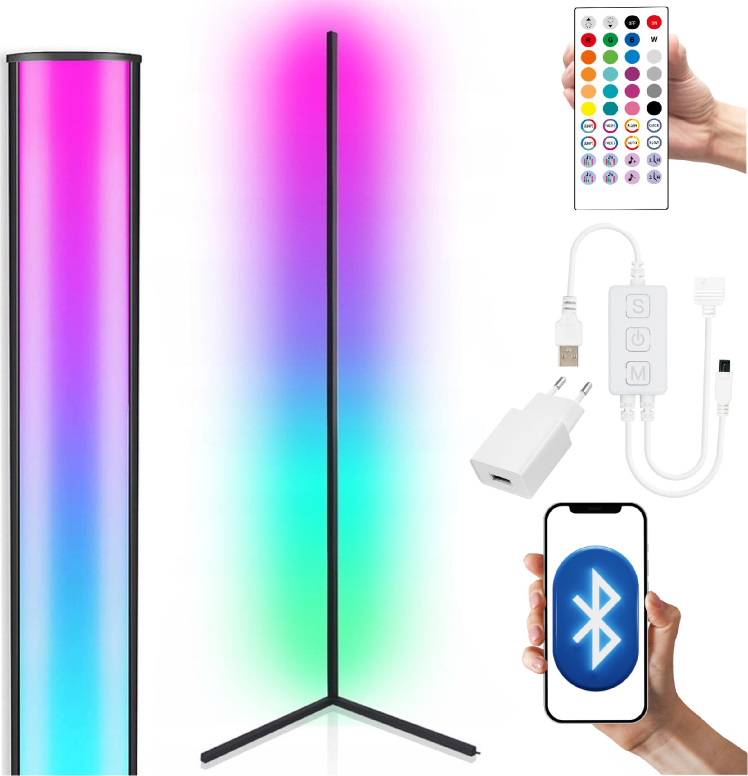 LIGHT4ME WALL POLE 1 narożna lampa podłogowa RGB LED biała pilot bezprzewodowy